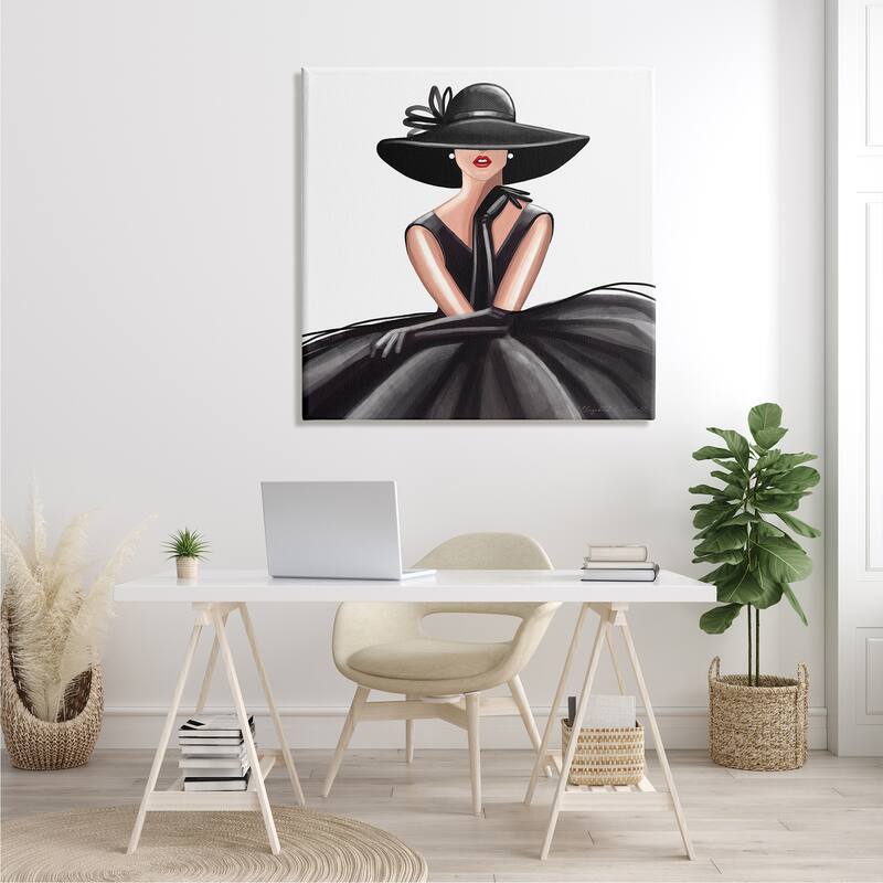 Stupell High End Fashion Glam Pose Luxurious Black Dress Canvas Wall Art
