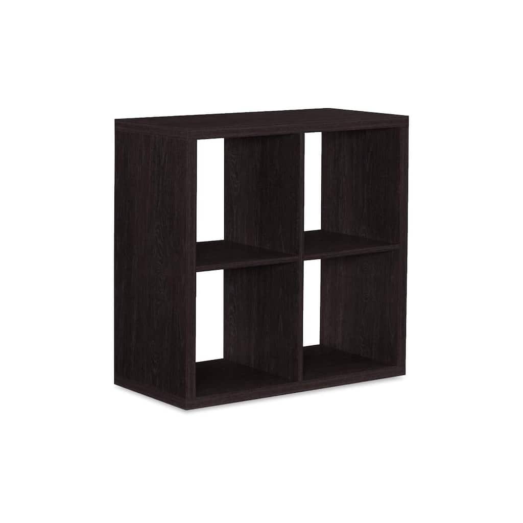 Cubby Storage Cabinet - 4 Shelf Organizer, Espresso Finish, Floor Mount, Compact Storage Solution