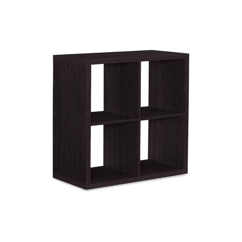 Cubby Storage Cabinet - 4 Shelf Organizer, Espresso Finish, Floor Mount, Compact Storage Solution