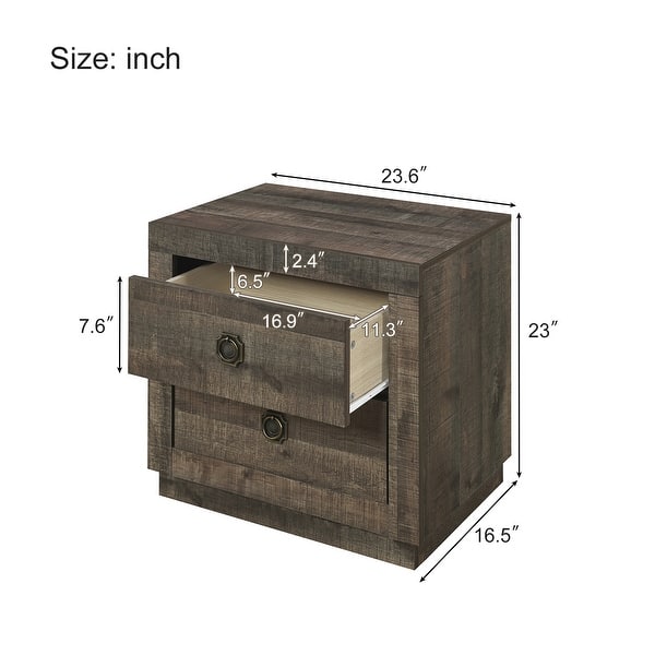 dimension image slide 0 of 3, 3-Piece Full Size Farmhouse Platform Bed Set - Includes Bed and 2 Nightstands, Rustic White