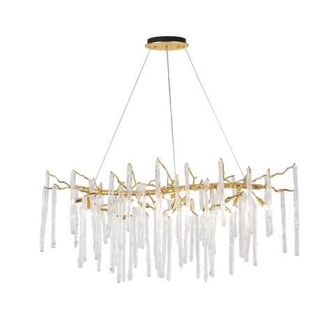 47" Gold Aluminum Chandelier With Clear Glass