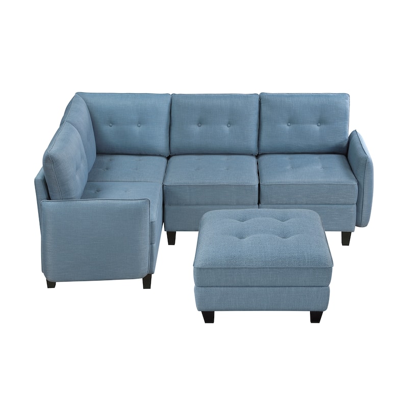 Dorian Textured 5-Piece Sectional Sofa - Storage and Ottoman
