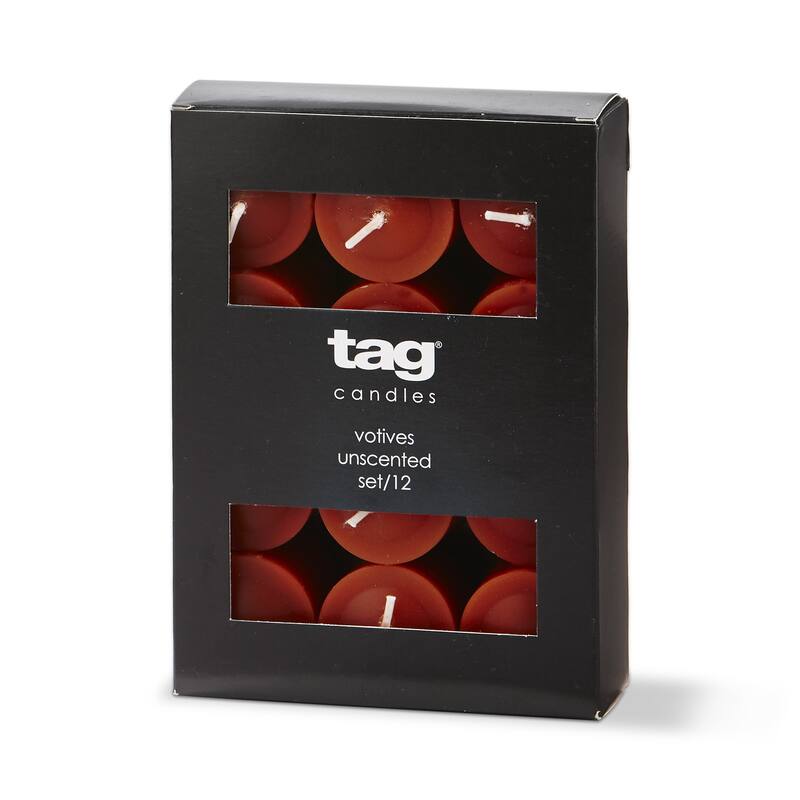 Color Studio Votive Candles Set Of 12 Burnt Siena Smokeless Paraffin Wax, Burn Time 5 Hrs.