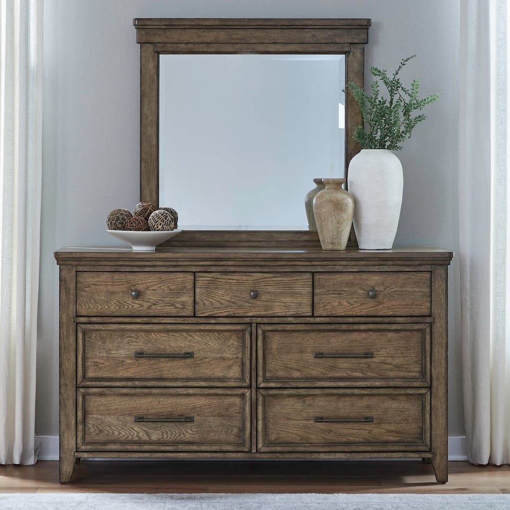Liberty Furniture Carolina Park Oak Wood Dresser, Optional Mirror