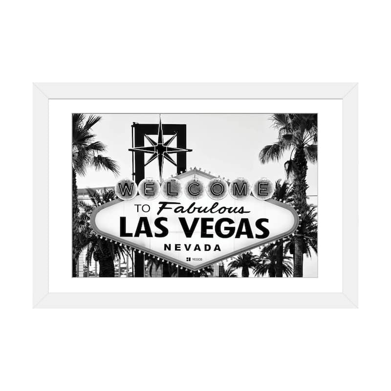 iCanvas "Black Nevada Series - Welcome To Fabulous Las Vegas Nevada" by Philippe Hugonnard PFA - White - 24x32x1