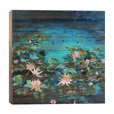 Lily Pond Print On Wood by Karli Perold - Multi-Color