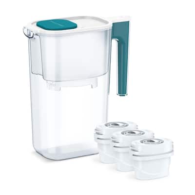 Perfect Pour Large 10 Cup Water Filter Pitcher by Aqua Optima, Reduces Microplastics, Ergonomic