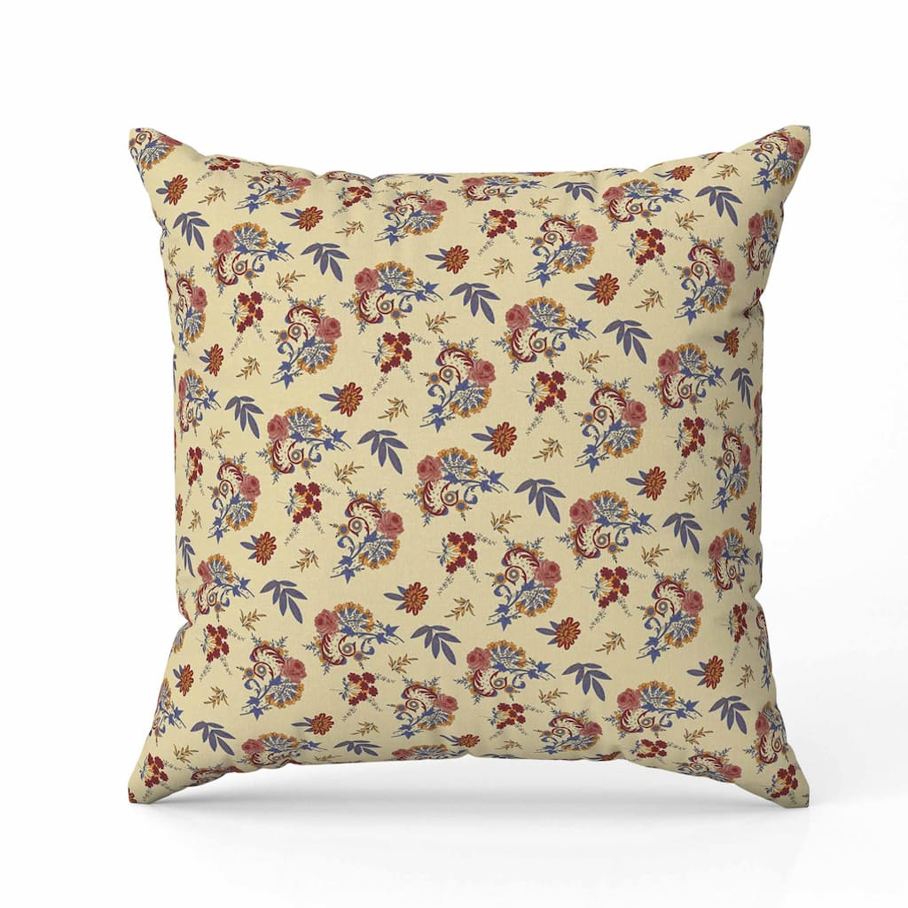 Rose Dreams Indoor/Outdoor Reversible Throw Pillow Cream and Blue