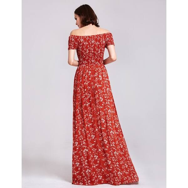 Shop Ever Pretty Women S Off Shoulder Floral Chiffon Long Maxi