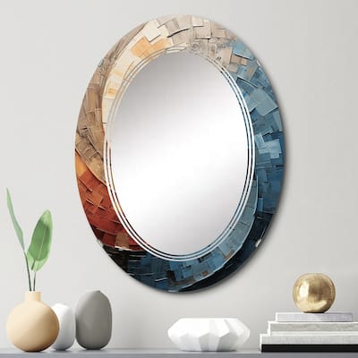 Designart "Collaged Spiral" Abstract Modern Wall Mirror