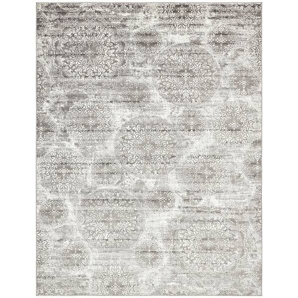 Unique Loom Grand Sofia Vintage Floral Area Rug or Runner Gray 9' x