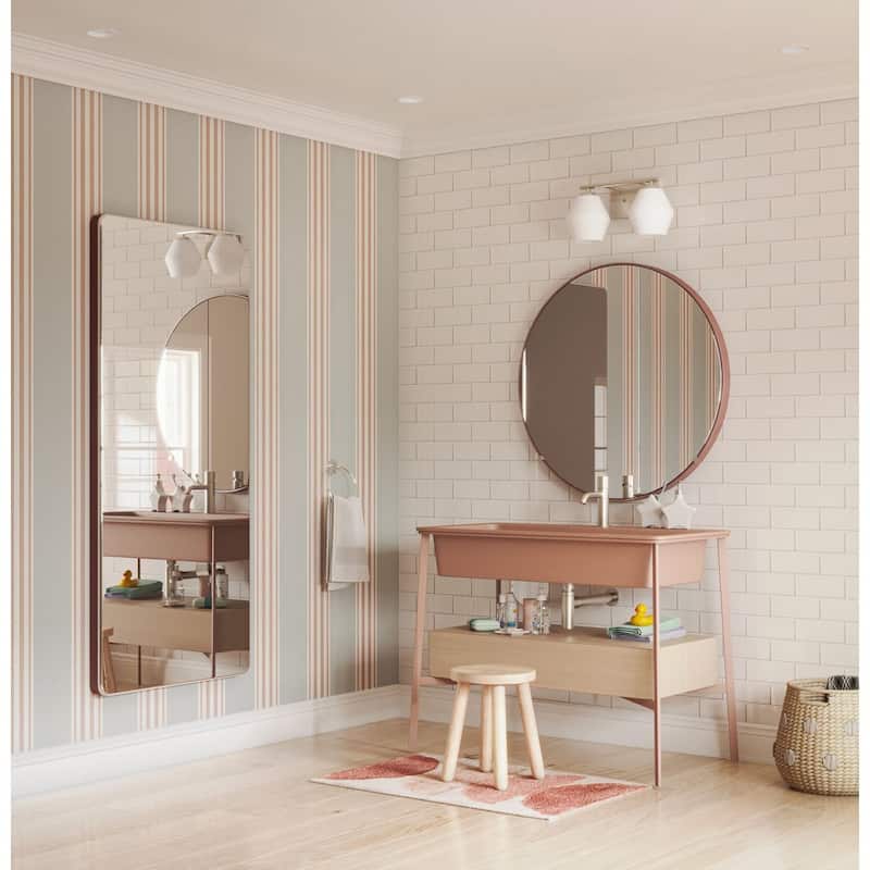 Copeland Collection Two-Light Brushed Nickel Mid-Century Modern Vanity Light - 15 in x 7 in x 7.5 in