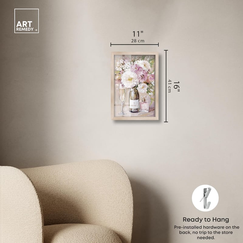 Light Floral Champagne Vase Shadowbox by Art Remedy