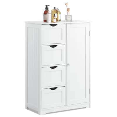 Costway Wooden 4 Drawer Bathroom Floor Cabinet Storage Cupboard 2