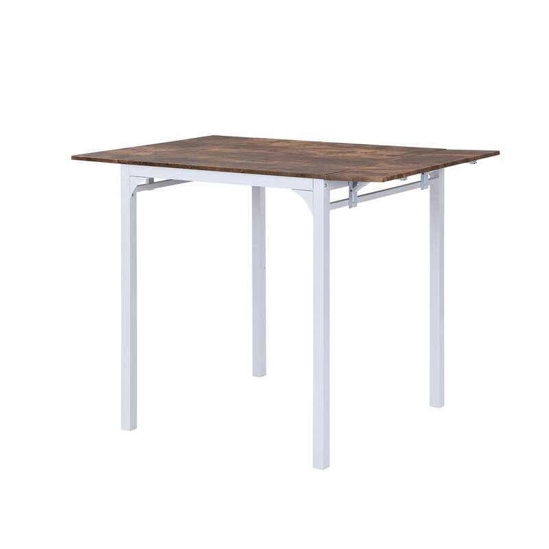 Rustic 5-Piece Counter Height Drop Leaf Dining Table Set with Space-Saving Design for Modern Farmhouse Kitchens