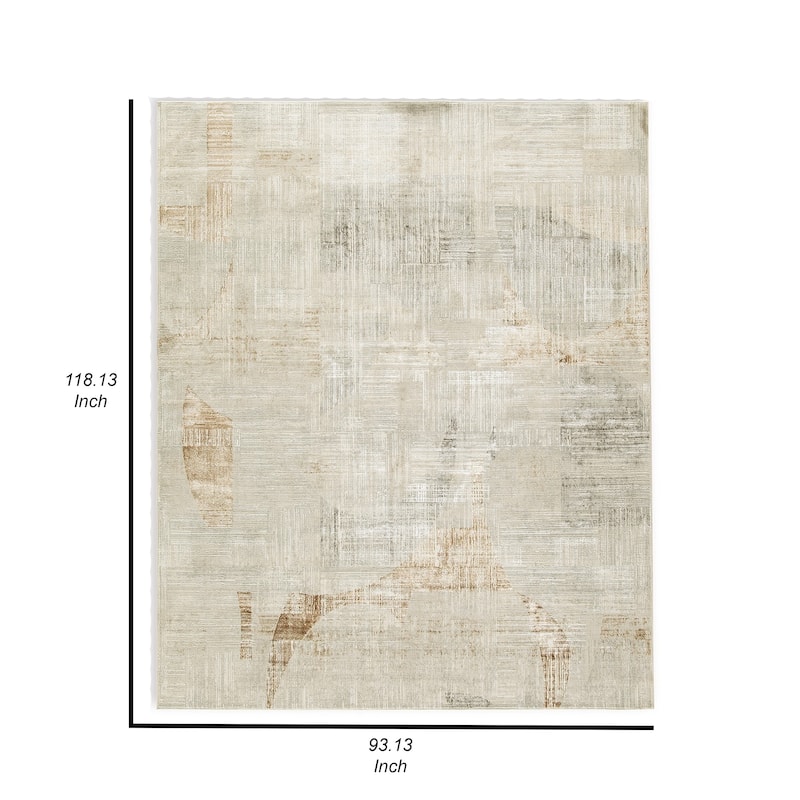Wony 8 x 10 Large Area Rug, Abstract Pattern, Gray and Beige Polyester - 8 x 10