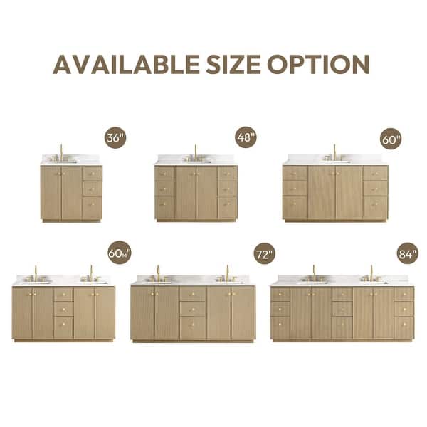 dimension image slide 2 of 13, Oza Bath Vanity with Quartz Stone Top and Mirror