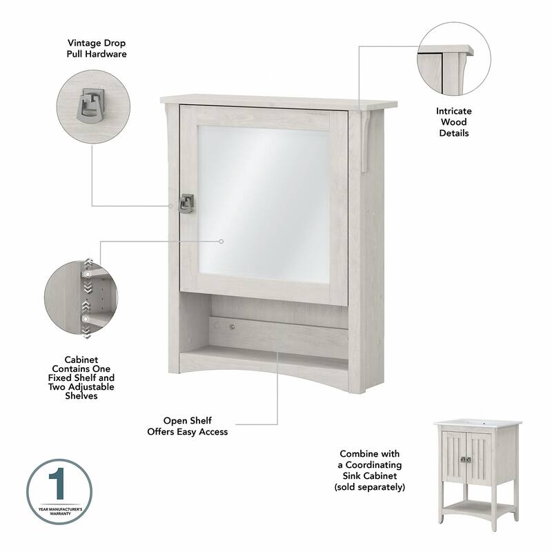 Salinas Bathroom Medicine Cabinet with Mirror by Bush Furniture