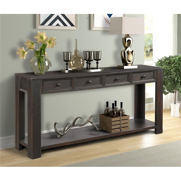 console table with shelves