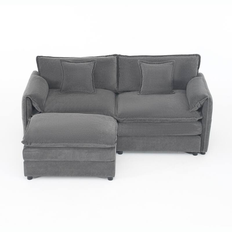 Modular Sofa DIY Combination Sofa for Living Room, Chenille Sectional Sofa Deep Seat Couch Set with Ottoman