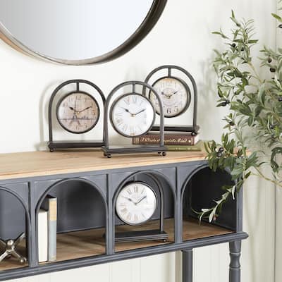 Black Metal Pendulum Stand Clock (Set of 4)