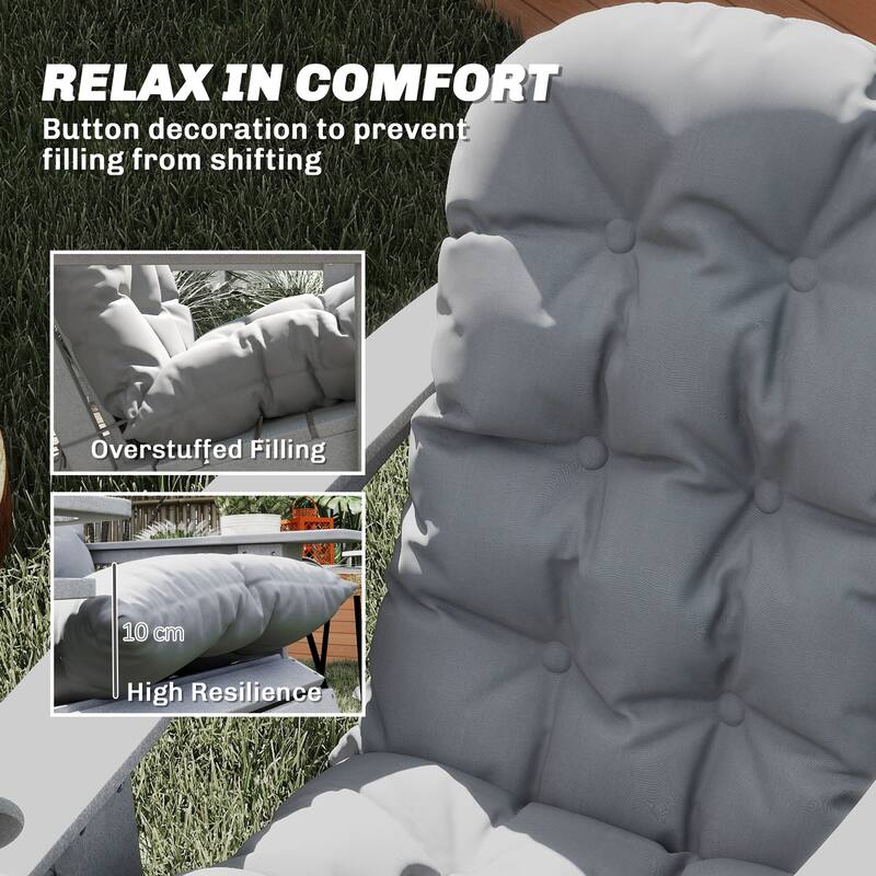 Outsunny Outdoor Adirondack Chair Cushions Set of 2, Tufted High Back Patio Chair Cushions, Adirondack Cushions