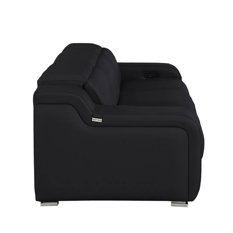 HomeRoots 103" Black Italian Leather Reclining USB Sofa