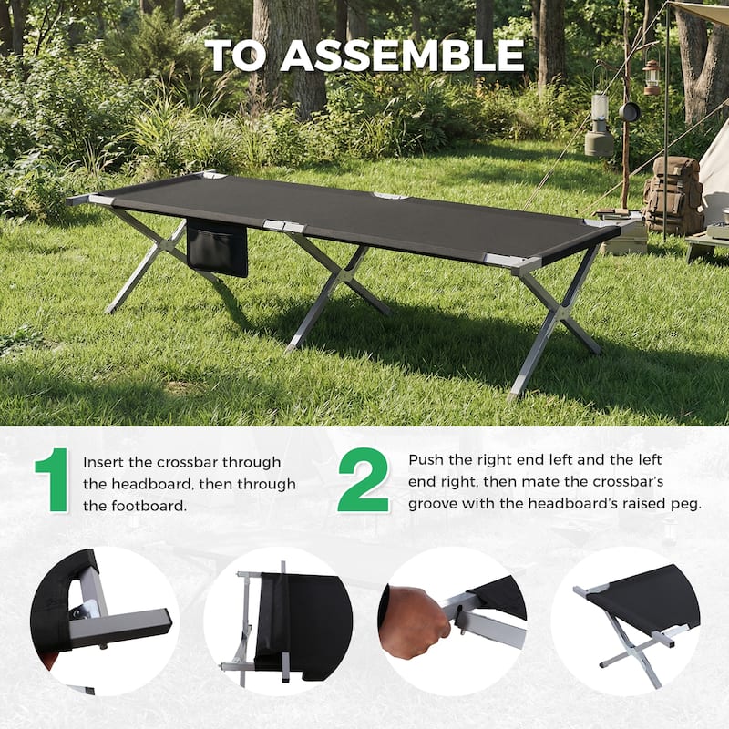 2 Pcs Folding Camping Cot Bed with Carry Bag Portable Tent