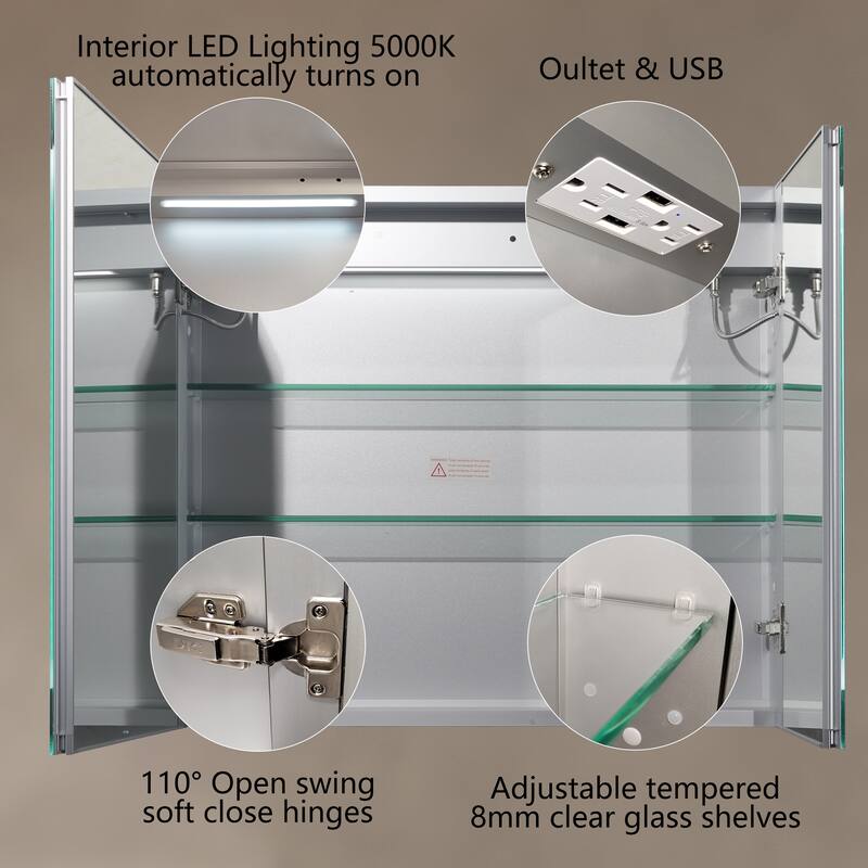LED Lighted Bathroom Medicine Cabinet with Mirror