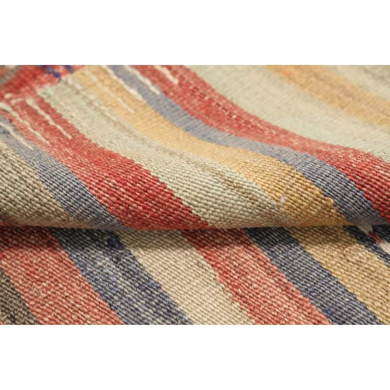 Hand Woven Oriental 100% Wool Carpet Southwestern Tribal Multi-Colored Kilim Area Rug - 7' 6'' X 4' 7''