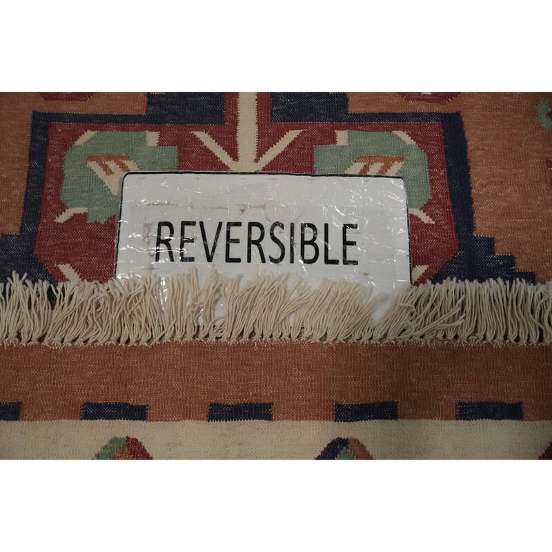 Hand Woven Oriental 100% Wool Carpet Southwestern Geometric Oranges & Rust Kilim Area Rug - 5' 8'' X 3' 9''