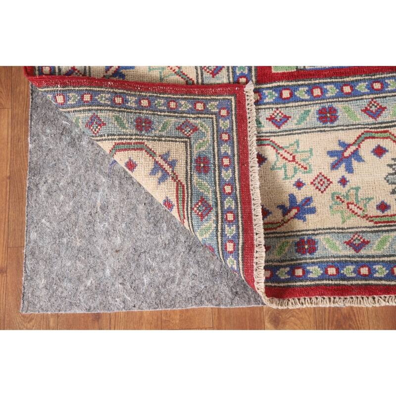 Hand Knotted Oriental 100% Wool Carpet Traditional Geometric Red Kazak Area Rug - 10' 1'' X 6' 10''
