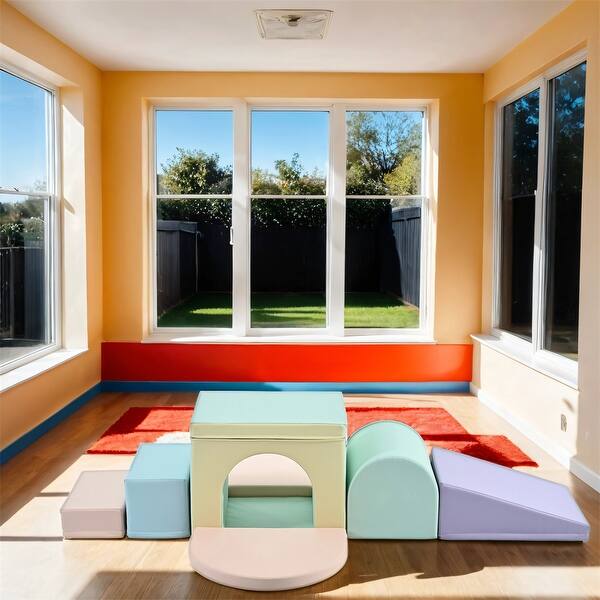 slide 2 of 18, 7 Piece Colorful Soft Foam Climb for Toddlers