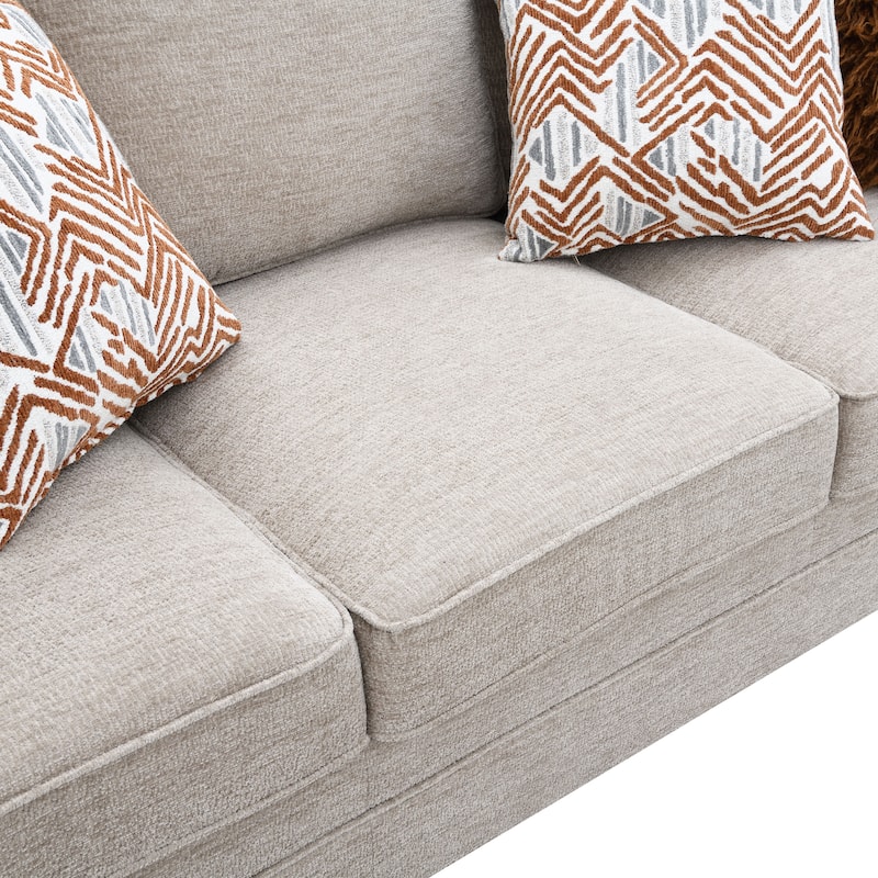 Furniture of America Maevy 2-Piece Taupe Chenille Sofa Set with Accent Pillows