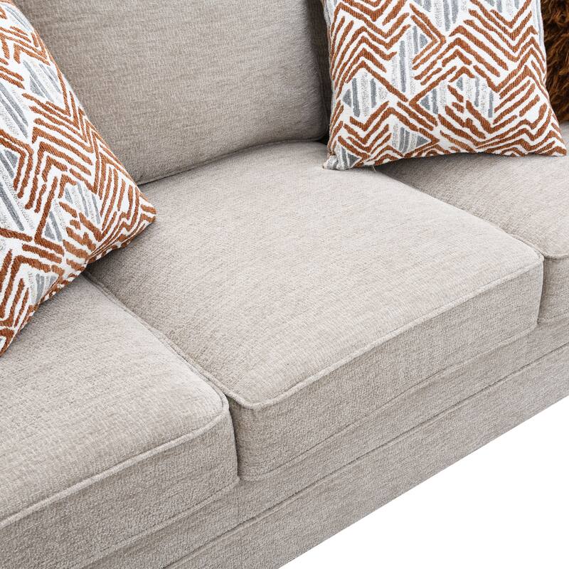 Furniture of America Maevy 3-Piece Taupe Chenille Sofa Set with Accent Pillows