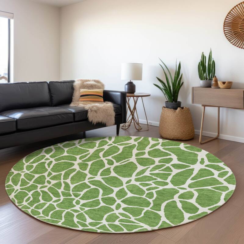 Premium Washable Super Soft Contemporary Ellie Mayfield Rug - Green - 8' x 8'