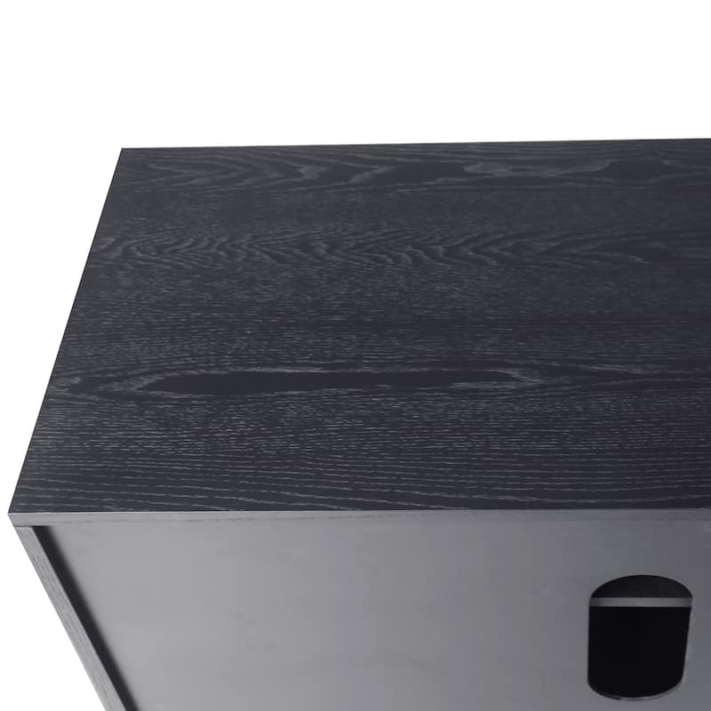 Medieval-Style Extendable TV Stnad with Storage Space and Adjustable Shelves, for Living Room, Black