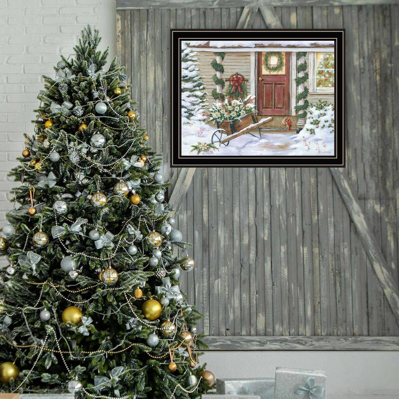 Framed Wall Art - Holiday Porch, Black Frame