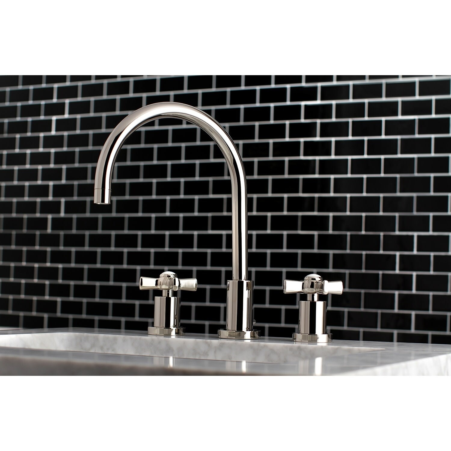 Kingston Brass Millennium 8 in. Widespread Bathroom Faucet in Polished Nickel