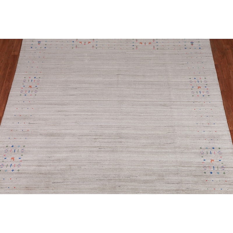 Tribal Gabbeh Indian Rug Hand-Knotted Wool Carpet - 8'5" x 9'9"