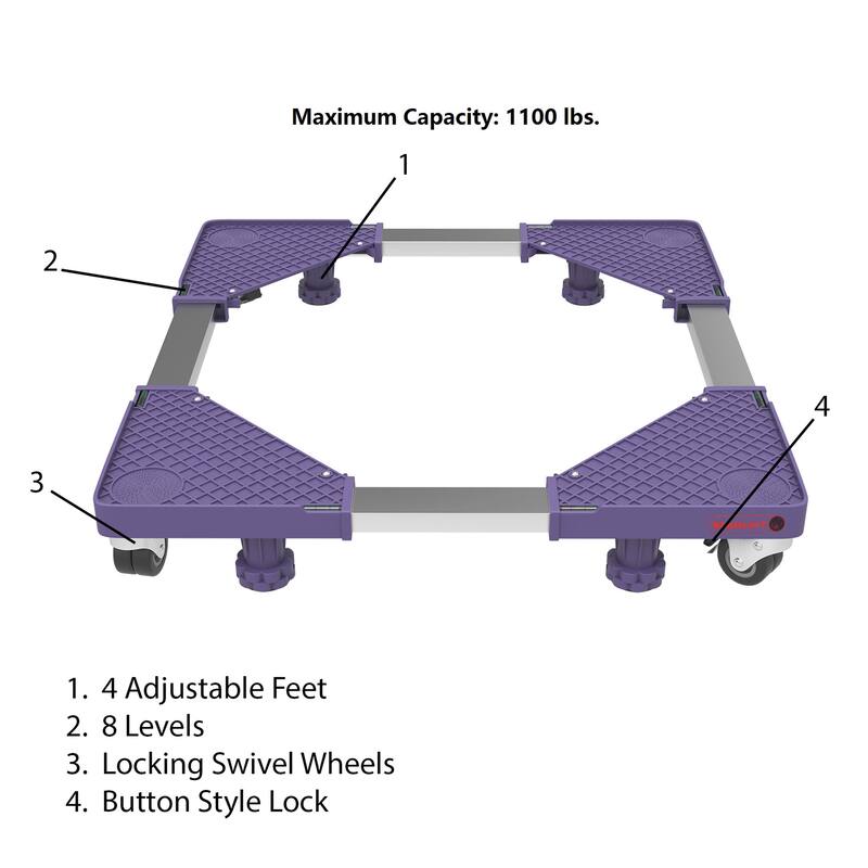 Multi Purpose Dolly With 4 feet, Locking Swivel Wheels, Levels and Adjustable Base for Moving - 1100 Lbs Capacity By Stalwart
