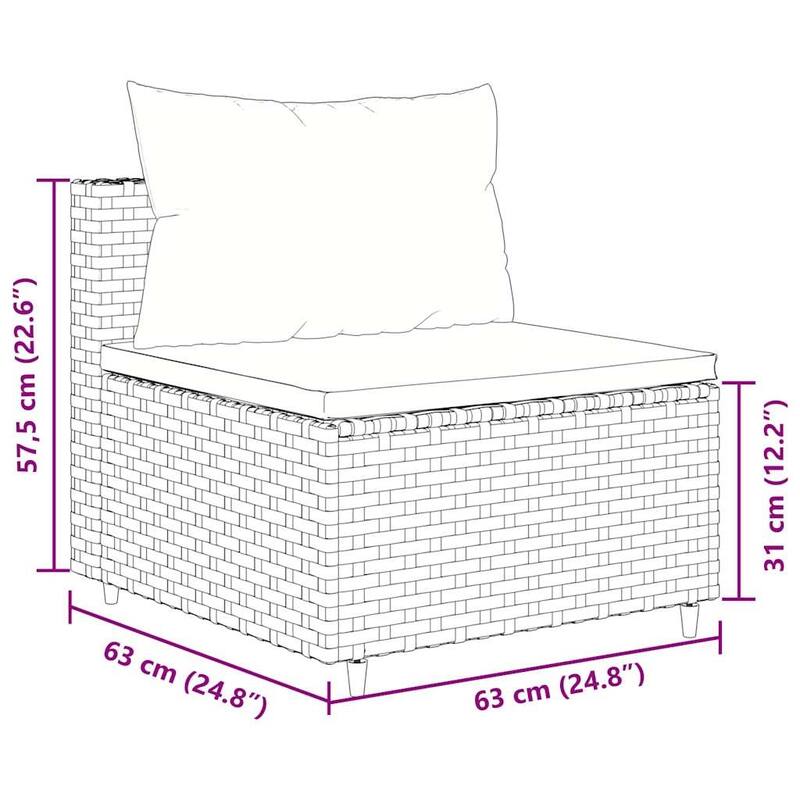 vidaXL Patio Sofa Set with Cushions Lounge Setting Outdoor Furniture Poly Rattan - 9.8 x 9.8 x 8.9