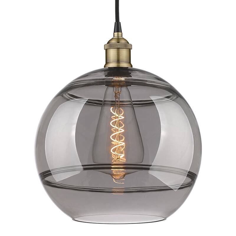 Innovations Lighting 616-1P 13 12 Rochester Pendant Rochester 12" Wide - Black Antique Brass / Light Smoke