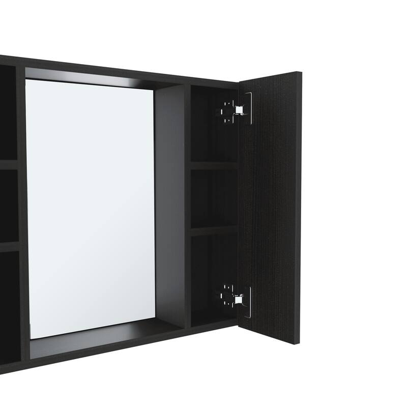 Double Door Medicine Cabinet with Mirror, External Shelf for Storage, 19" H, Space-Saving Design, Wall-Mounted Storage Solution