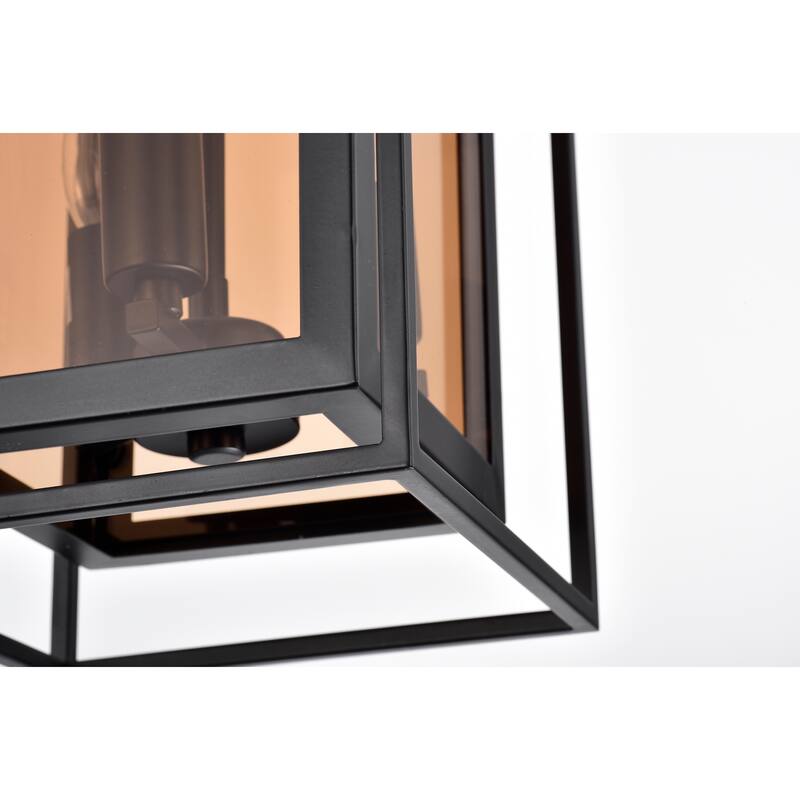 Pendant Light Matte Black 3-Light Metal & Glass Geometric