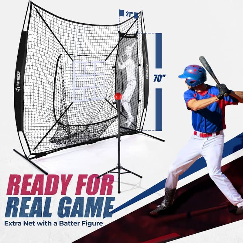 Patiassy 7 ft x 7 ft Baseball Softball Hitting Pitching Practice Net