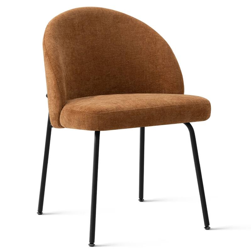 Modern Fabric Dining Chairs with Curved Back and Steel Legs, Set of 4