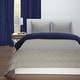 preview thumbnail 5 of 3, Deep Blue and Mushroom Grey Reversible Comforter Set