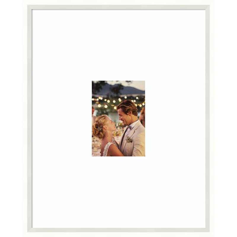 Lucie Black Framed Picture Frame, Photo Frame - 16x20 Matted White 5x7 - Lucie White