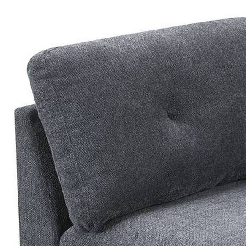 Jemy 37 Inch Modular Corner Sofa Chair, Dark Gray Chenille, Solid Wood